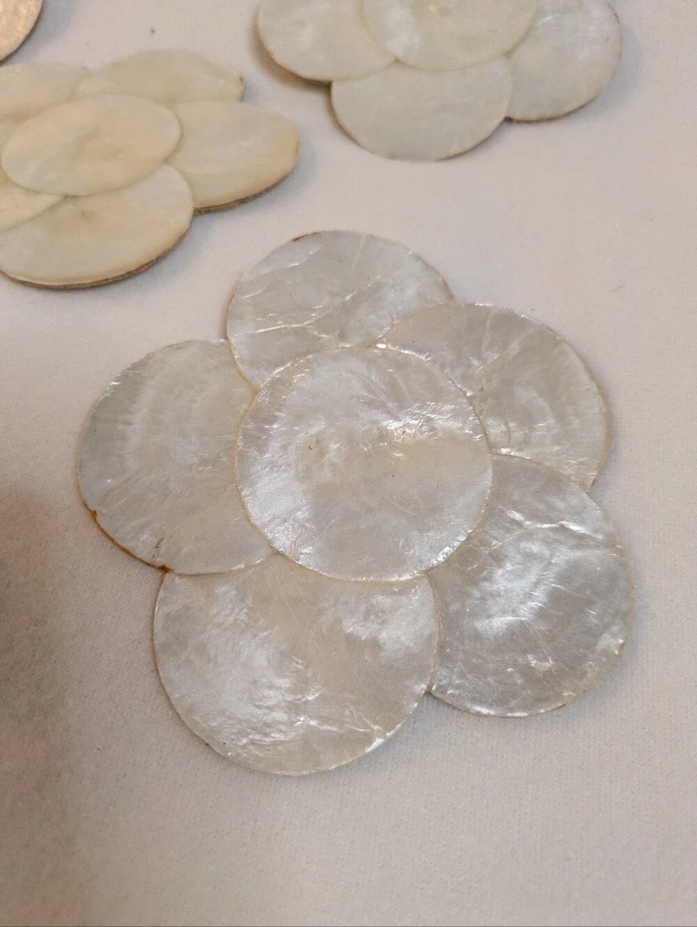 Rare Vintage Opalescent Flower ShapeCoasters 3 7/8